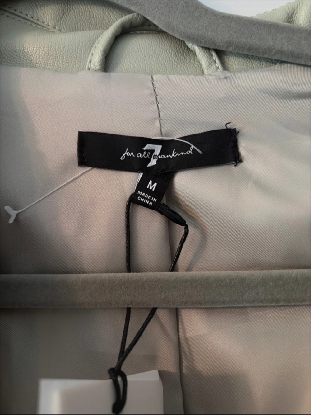 7 For All Mankind Light Sage Faux Leather Blazer Romper - Picture 3 of 5